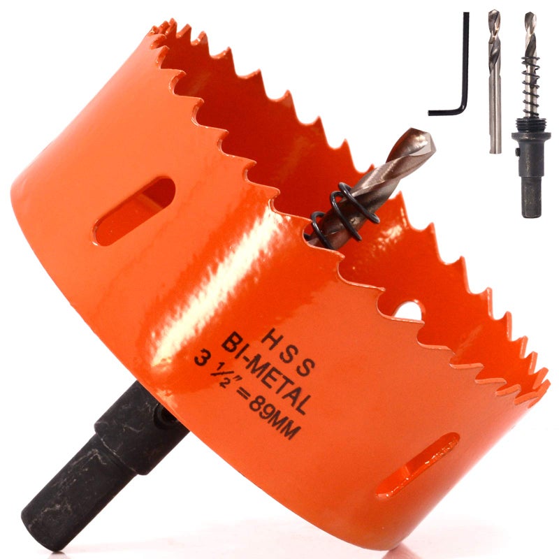 Koopi 3-1/2" BI-Metal Hole Saw with Arbor and Replacement Pilot Drill Bit, 89mm Diameter Hole Cutter for Easily Drilling Wood, Plastic, Thin Metal(3.5 inch) - Image 1